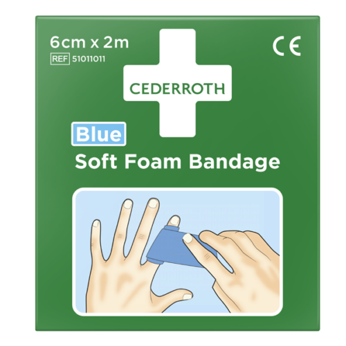 Soft foam bandage blue 6 cm x 2 m