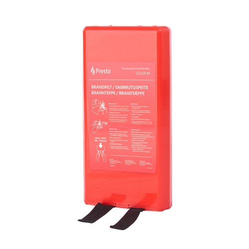 Brandfilt Presto 150 x 180 cm, 4-språk, hård väska