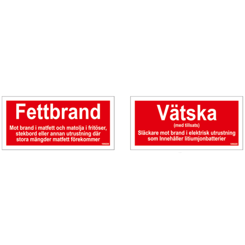 Tilläggsskylt Fettbrand / Vätska Litium