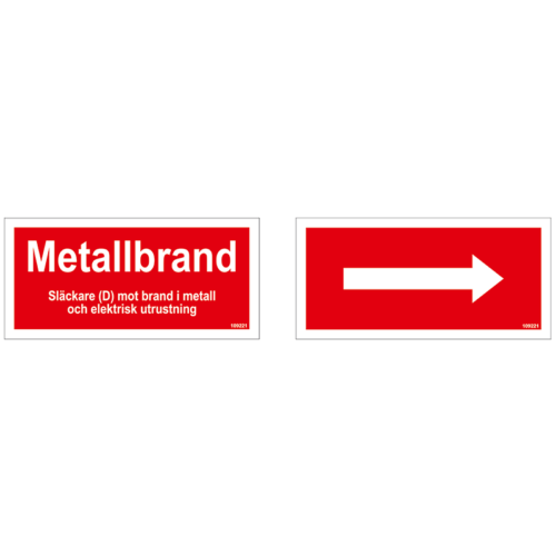 Tilläggsskylt Metallbrand / Rikningspil