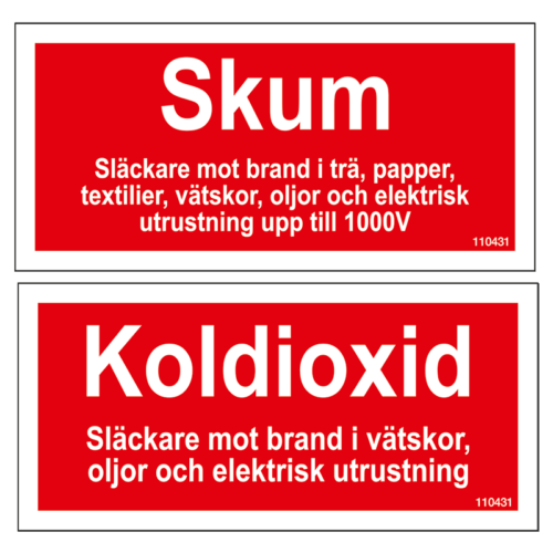 Tilläggsskylt Koldioxid / Skum